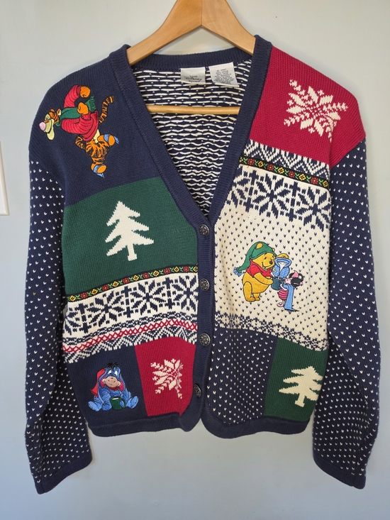 Disney Sweaters - Vintage Disney Store Christmas Cardigan Sweater Cottage Core AS-IS